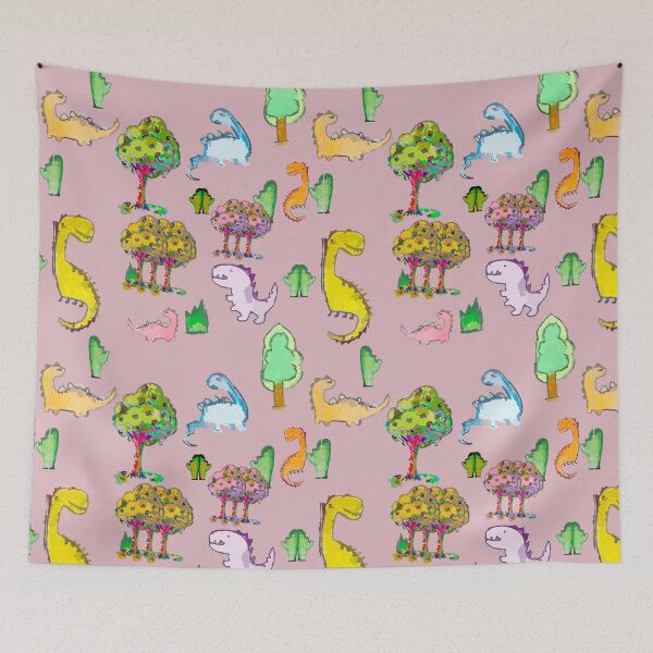 Item preview, Dinosaurs parade on pink designed and sold by LATIGO BAYNE.