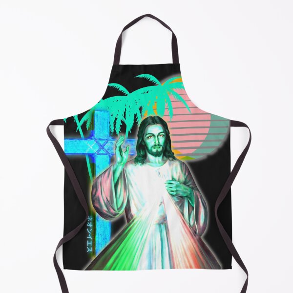 Item preview, Neon Jesus Christ Vaporwave Synthwave Cyberpunk Crucifix designed and sold by ShirtVibes.