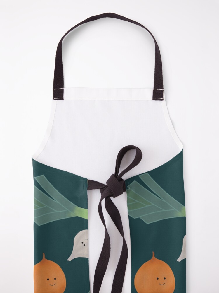 Alternate view of Allium Family - Leek, Onion and Garlic, Pattern Art (blue) Apron