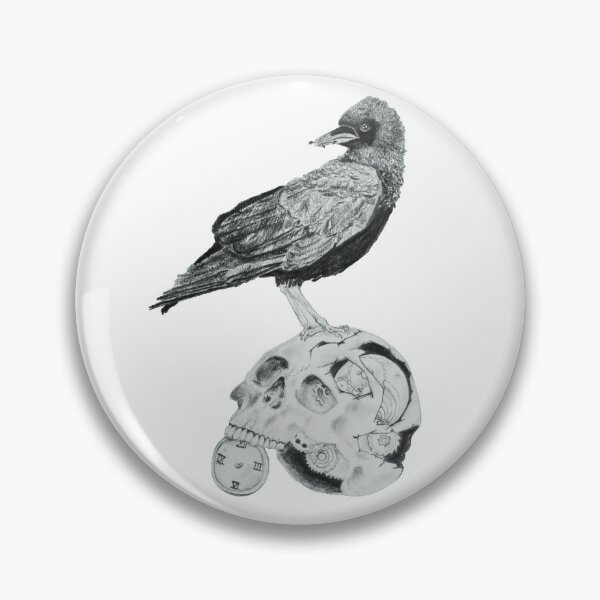 Item preview, Raven stands on a skull with a clock and gears designed and sold by DaringIdentity.