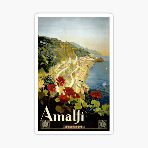Amalfi Italy Italia Vintage Poster Restored Sticker