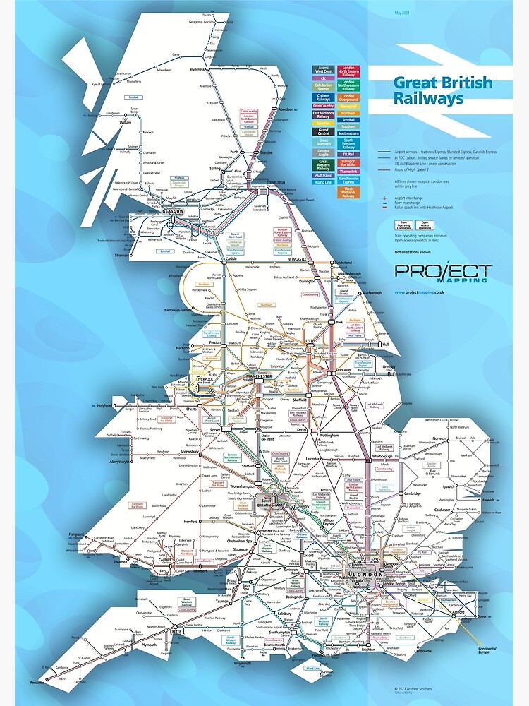 GB Train Operators May 2021 Collectors Map Premium Matte Vertical Poster