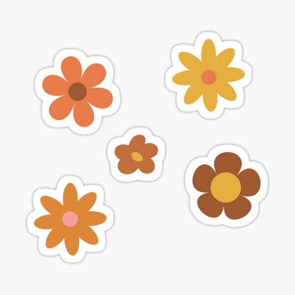 Mod Flowers 60s 70s Stickers Small Set of 60