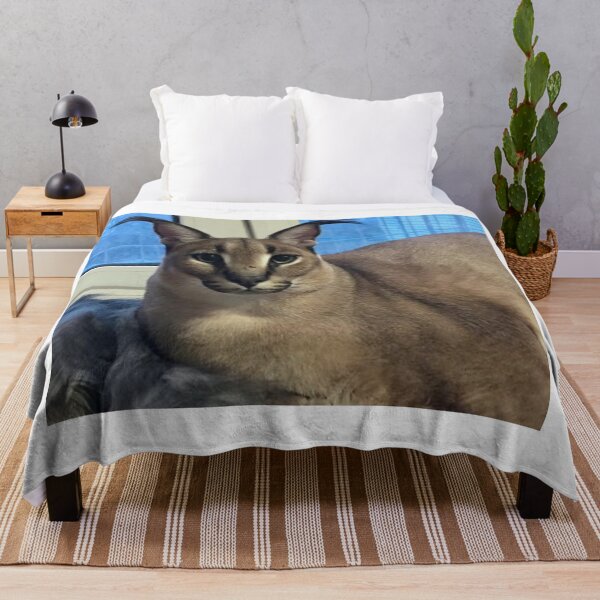 Funny Big Floppa Cat Meme Throw Blanket