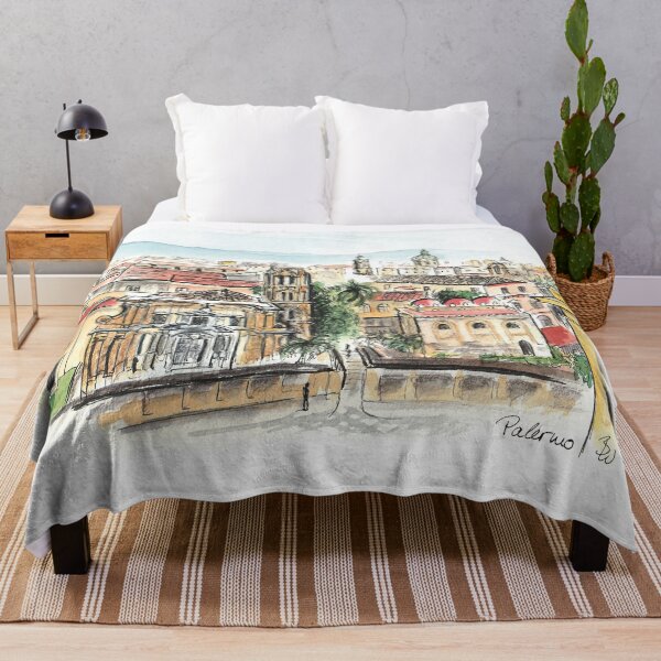 Item preview, Palermo Panorama Watercolor - Bella Italia - urban watercolor drawing designed and sold by happyartworld.