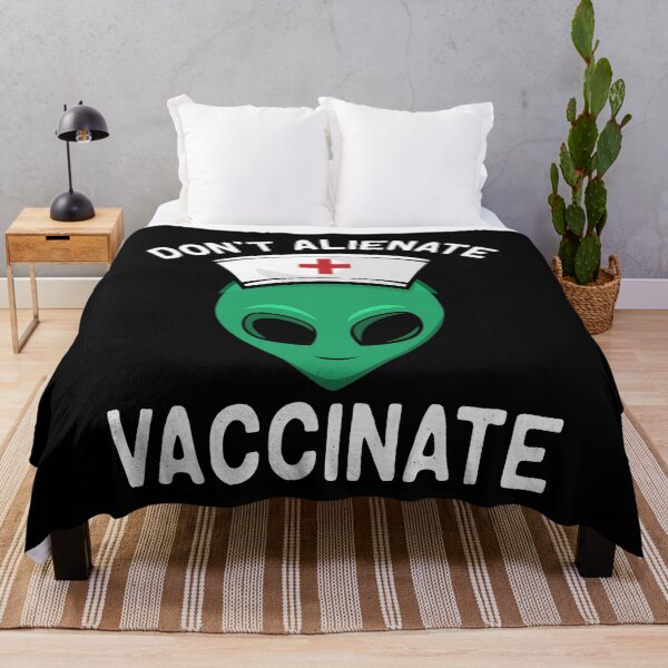 Item preview, Don't Alienate Vaccinate Alien Nurse Vaccination Pun designed and sold by funnytshirtemp.