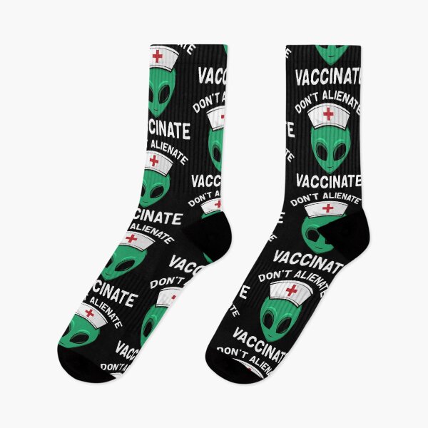 Item preview, Don't Alienate Vaccinate Alien Nurse Vaccination Pun designed and sold by funnytshirtemp.