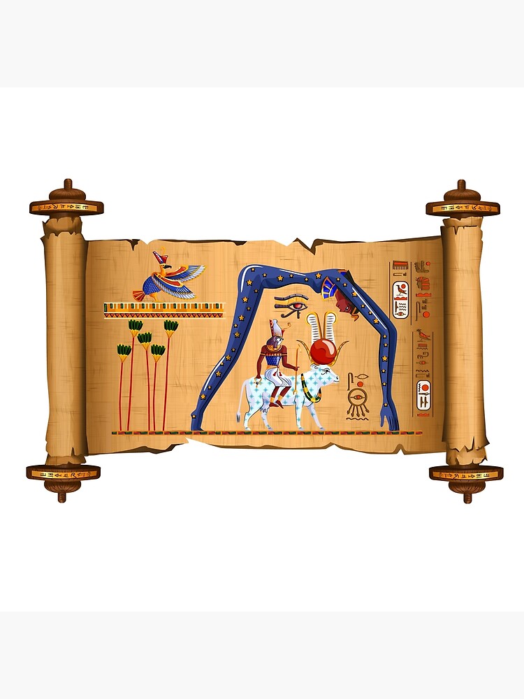 Ancient Egypt Papyrus Scroll Cartoon Vector With Hieroglyphs And Egyptian Culture Religious