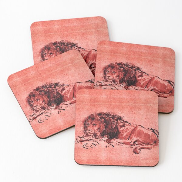 Item preview, CAPE LION LYING DOWN by Rembrandt Red Black Drawing designed and sold by BulganLumini.