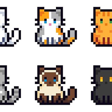 cat - pixel art Sticker for Sale by MoDsama  Pixel art, Pixel art  templates, Easy pixel art