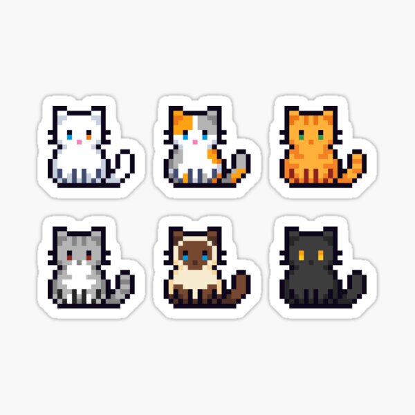 Cute Cat Pixel Art  Sticker for Sale by Jaade Santos Ferreira