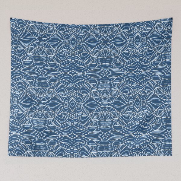 Item preview, Ocean Blue Wave Drawing Abstract Optical Illusion Pattern designed and sold by bubblyshades.