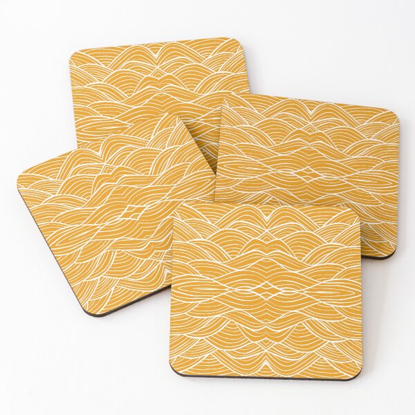 Item preview,  Mustard Yellow Wave Drawing Abstract Optical Illusion Pattern designed and sold by bubblyshades.