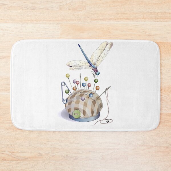 Item preview, Dragonfly and pincushion illustration designed and sold by Alexandra Kueny.