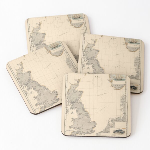 Item preview, Old English Channel Lobster Locations Map (1883) British Lobstermen Fishing Spots Atlas designed and sold by BravuraMedia.