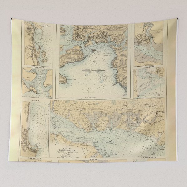 Item preview, Old England Harbors and Ports Map (1872) Vintage British Anchoring's Atlas designed and sold by BravuraMedia.