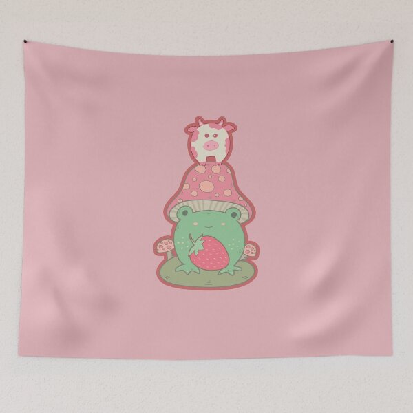 Item preview, Cottagecore Frog & Strawberry Cow designed and sold by GrimButterfly.