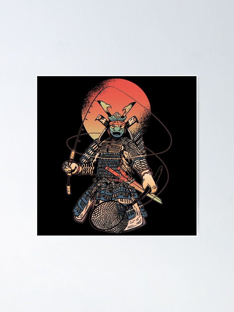 Samurai with a fishing rod and spear Poster for Sale by iBruster