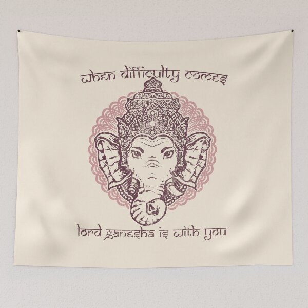 Item preview, When Difficulty Comes, Lord Ganesha is with You, Hindu God Design, Hindu Gift, Elephant God designed and sold by Proverbial Wisdom Design.