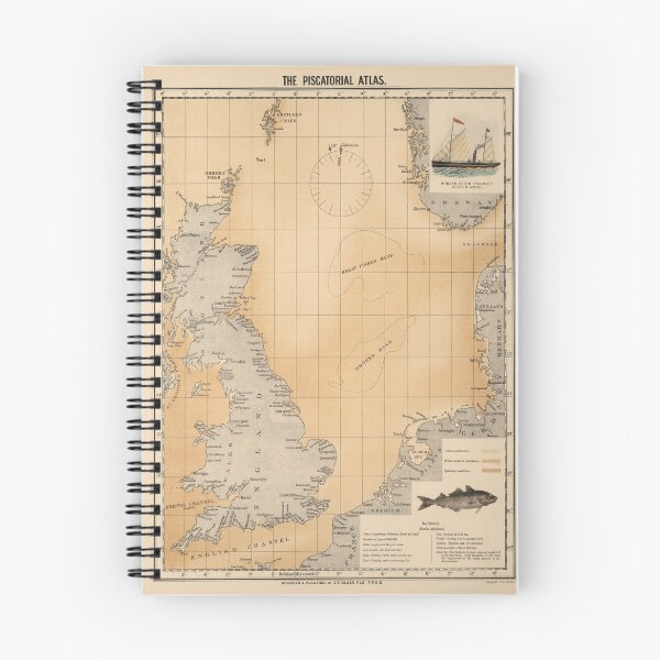 Item preview, Old English Channel Haddock Concentration Areas Map (1883) Vintage England Fisherman Atlas designed and sold by BravuraMedia.