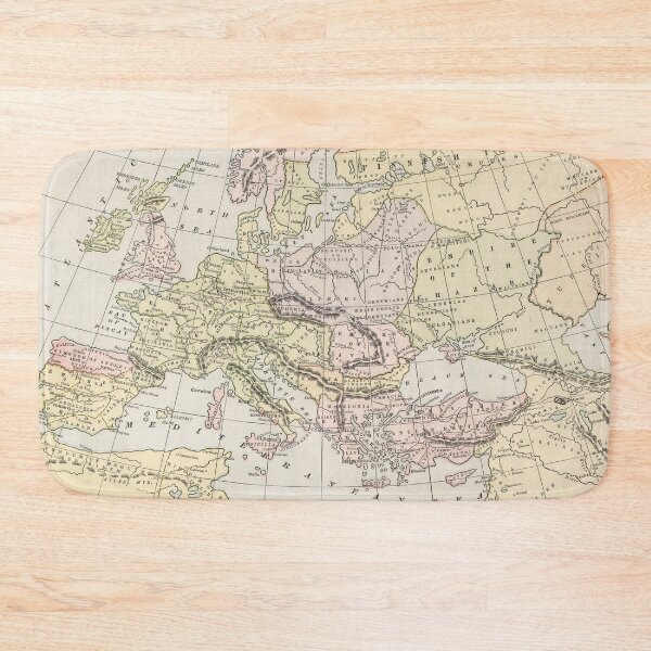 Item preview, Old Europe 800 AD Map (1901) Vintage Medieval & Viking Age Atlas designed and sold by BravuraMedia.