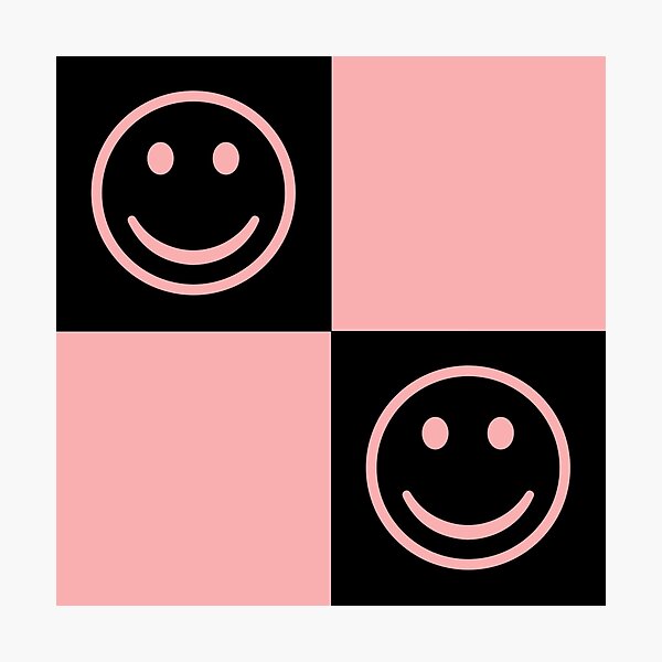 Checkered Black And Pink Smiling Faces Pattern Pink And Black Smiley Face Pattern Photographic Print For Sale By Priyankak19 Redbubble