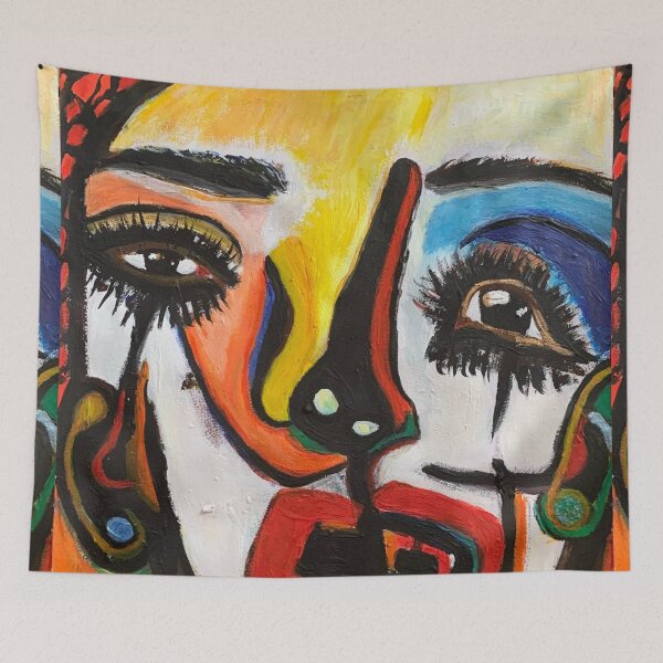 Item preview, Lady Bewilderment, acrylic abstract portrait designed and sold by Art With Impact – Statement Art & Apparel for Deep Thinkers.