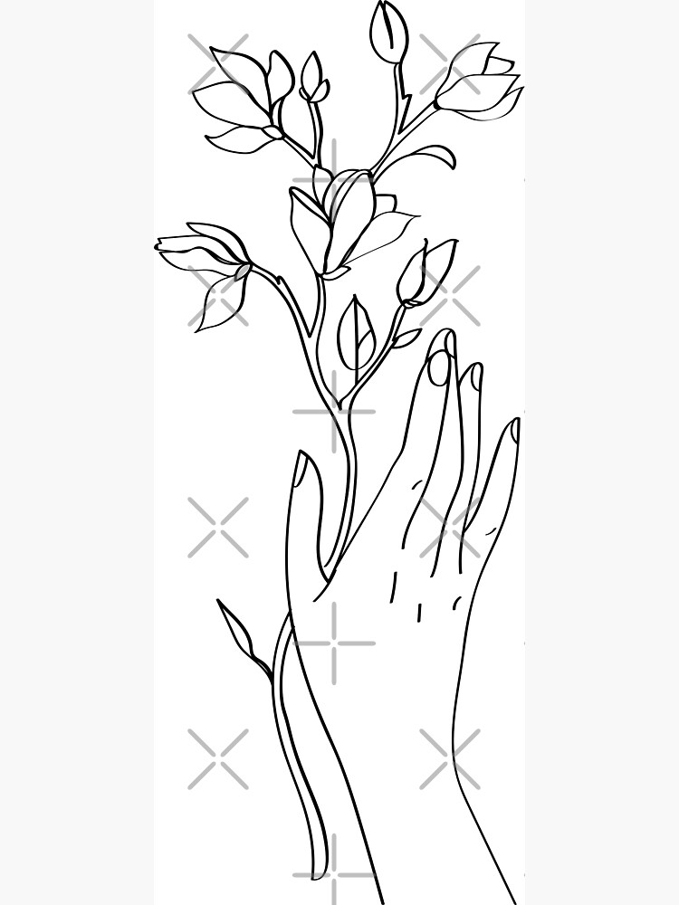 Hand Holding Flower Minimal Line Art Poster for Sale by c-vector-studio