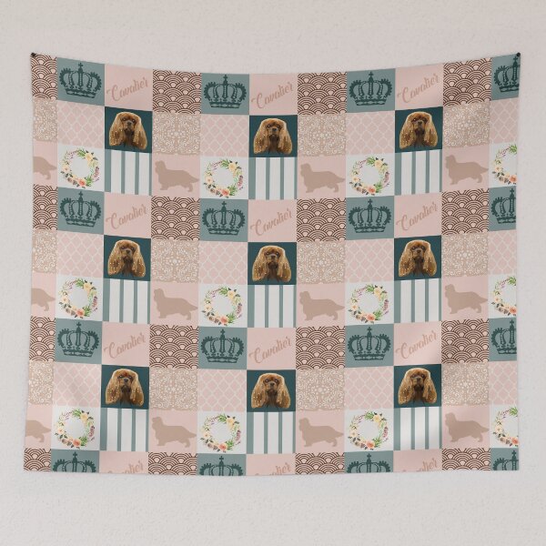 Item preview, Ruby cavalier king charles spaniel patchwork designed and sold by PawsoMania.