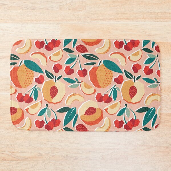 Item preview, Sweet as a peach pretty as a cherry // rose background geometric paper cut peaches and cherries designed and sold by SelmaCardoso.