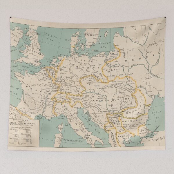 Item preview, Old European Map (1913) Vintage European Continent Atlas designed and sold by BravuraMedia.