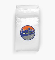 Buildings Street Cityscape Circle Retro Duvet Cover