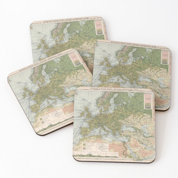 Item preview, Old Europe Commercial Route Map (1907) Vintage European Nautical Chart designed and sold by BravuraMedia.