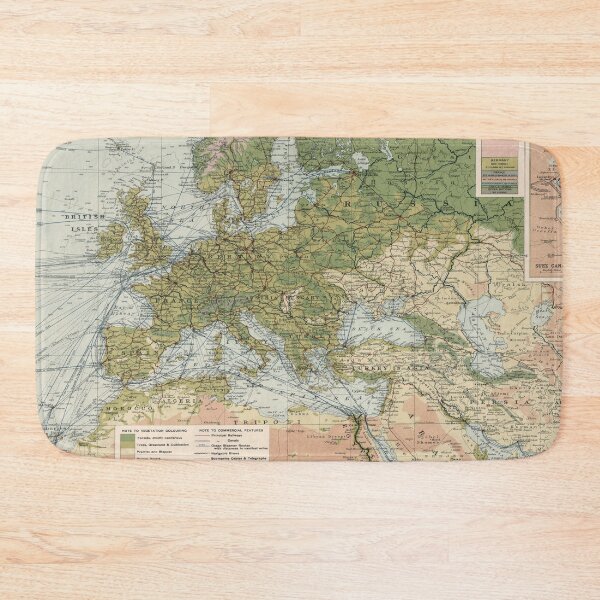 Item preview, Old Europe Commercial Route Map (1907) Vintage European Nautical Chart designed and sold by BravuraMedia.