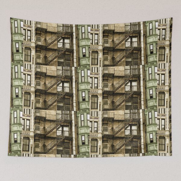 Item preview, zig zagging fire escape between two buildings in boston massachusetts designed and sold by Stephen Orsillo.