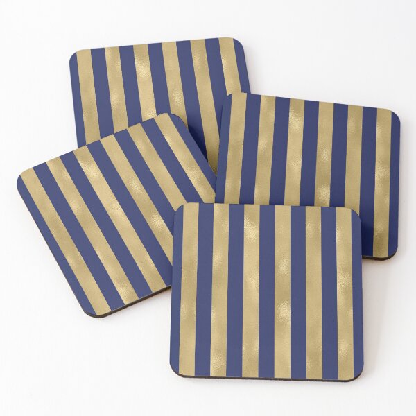 Item preview, Navy Blue and Gold Metallic Vertical Stripes designed and sold by Amy Brinkman.