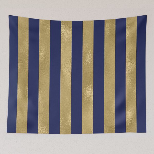 Item preview, Navy Blue and Gold Metallic Vertical Stripes designed and sold by Amy Brinkman.