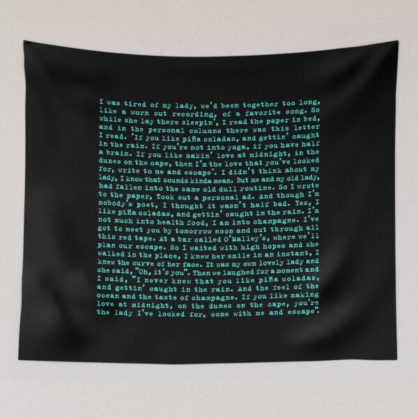 Item preview, Escape (The Pinã Colada Song) - Rupert Holmes - Lyrics v.1 designed and sold by x1brett.