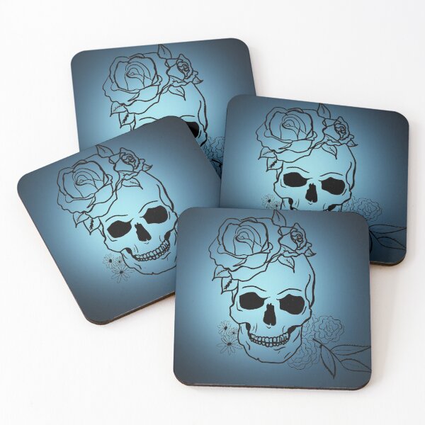 Item preview, Blue Gradient Skull and Roses  designed and sold by MqBelle.