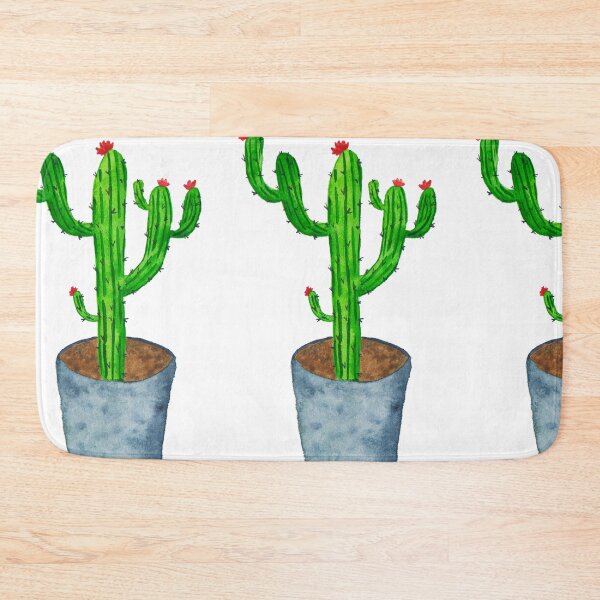 Item preview, Blooming saguaro cactus in the pot watercolor painting. designed and sold by galleasstudio.