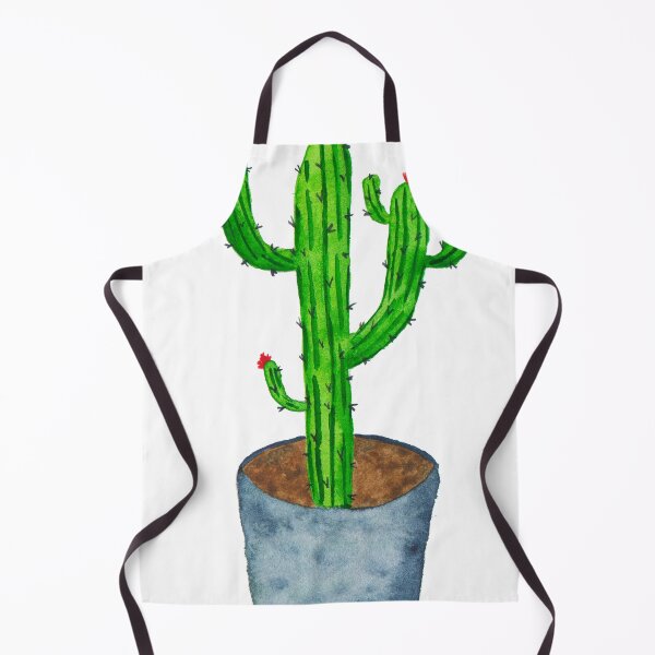Item preview, Blooming saguaro cactus in the pot watercolor painting. designed and sold by galleasstudio.