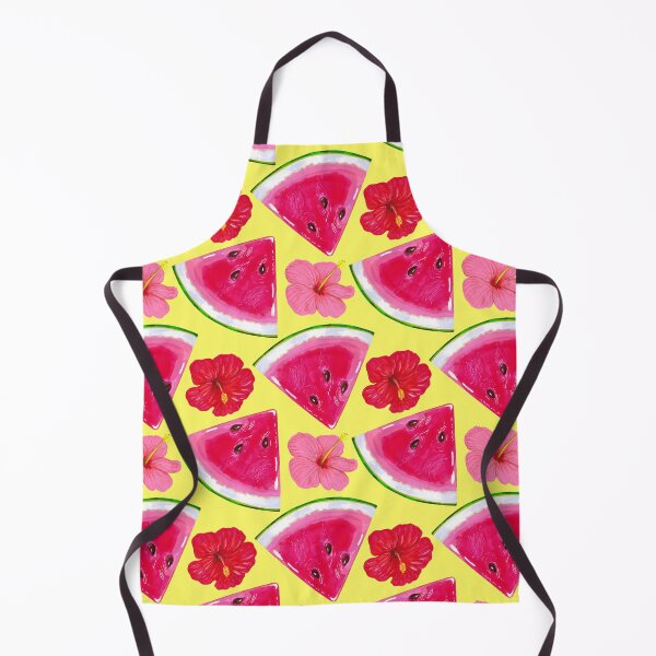 Item preview, Watermelon slices with hibiscus flowers. Summer tropical pattern on a light yellow background designed and sold by Colibri77.
