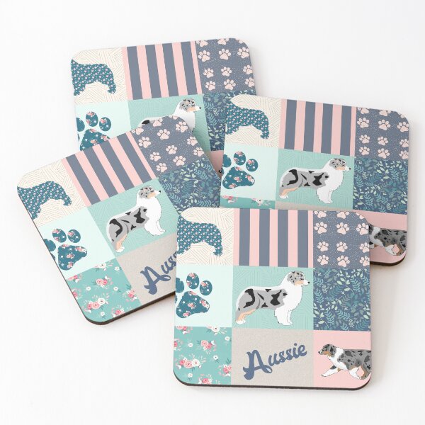 Item preview, Blue merle australian shepherd, aussie patchwork designed and sold by PawsoMania.