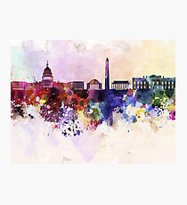 Washington DC skyline in watercolor background Photographic Print