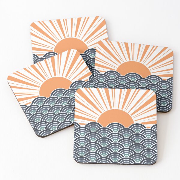 Item preview, Abstract sunset with Seigaiha waves decoration designed and sold by BattaAnastasia.