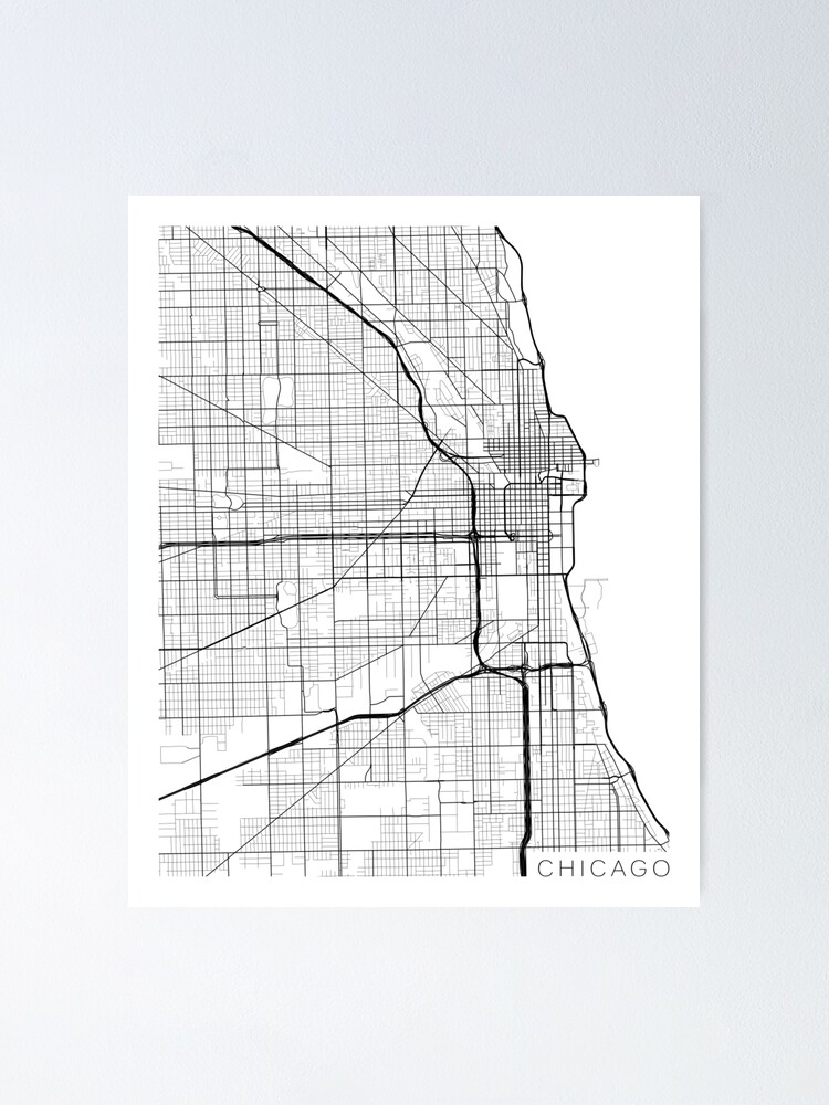 Poster for Sale avec l uvre Chicago Map tats Unis Noir et