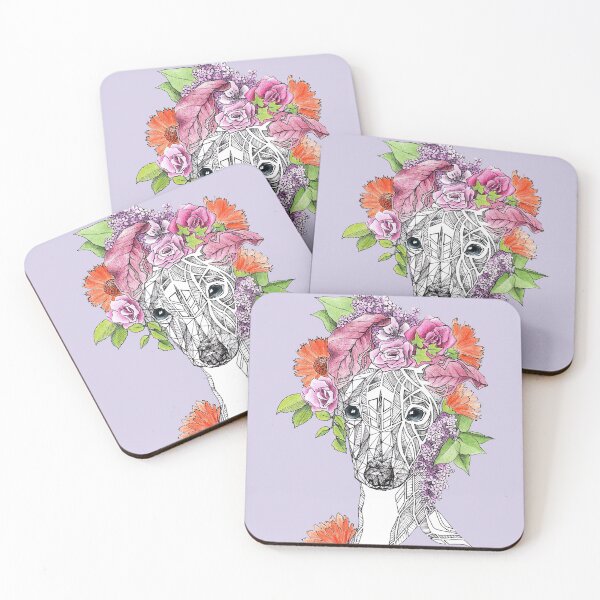 Item preview, Italian greyhound Whippet Dog with Flowers Animal art designed and sold by edrawings38.