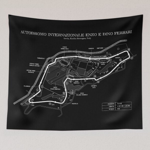 Item preview, Autodromo Internazionale Enzo e Dino Ferrari (Imola) - White Stencil-No Background designed and sold by BGALAXY.