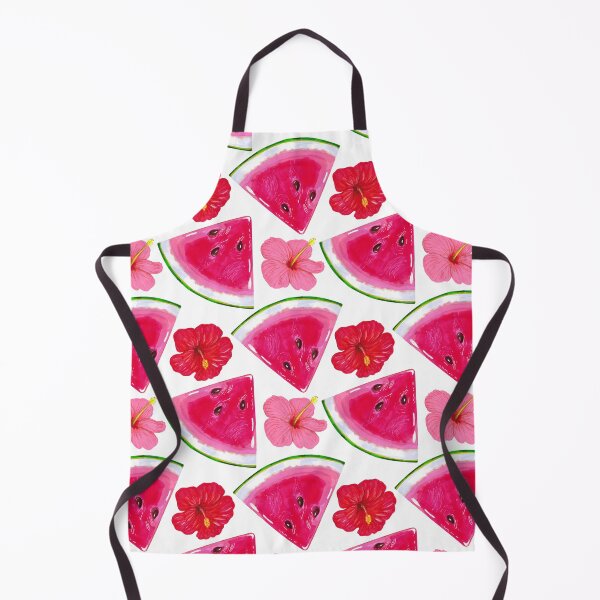Item preview, Watermelon slices with hibiscus flowers. Summer tropical pattern on a white background designed and sold by Colibri77.
