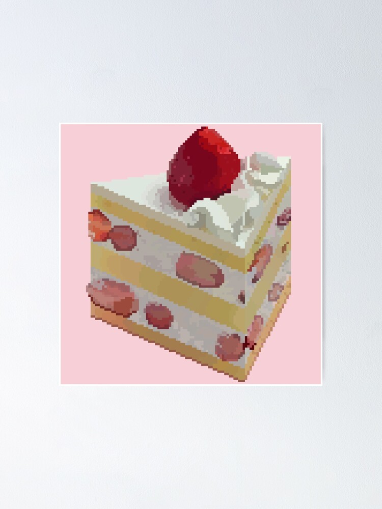 Poster Gateau Aux Fraises Pixel Art Par Ceaselessideals Redbubble